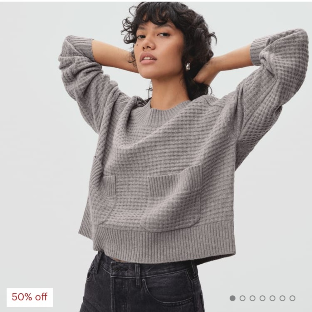 Everlane Belgian-Waffle Pocket Pullover in ReCashmere (with flaw)